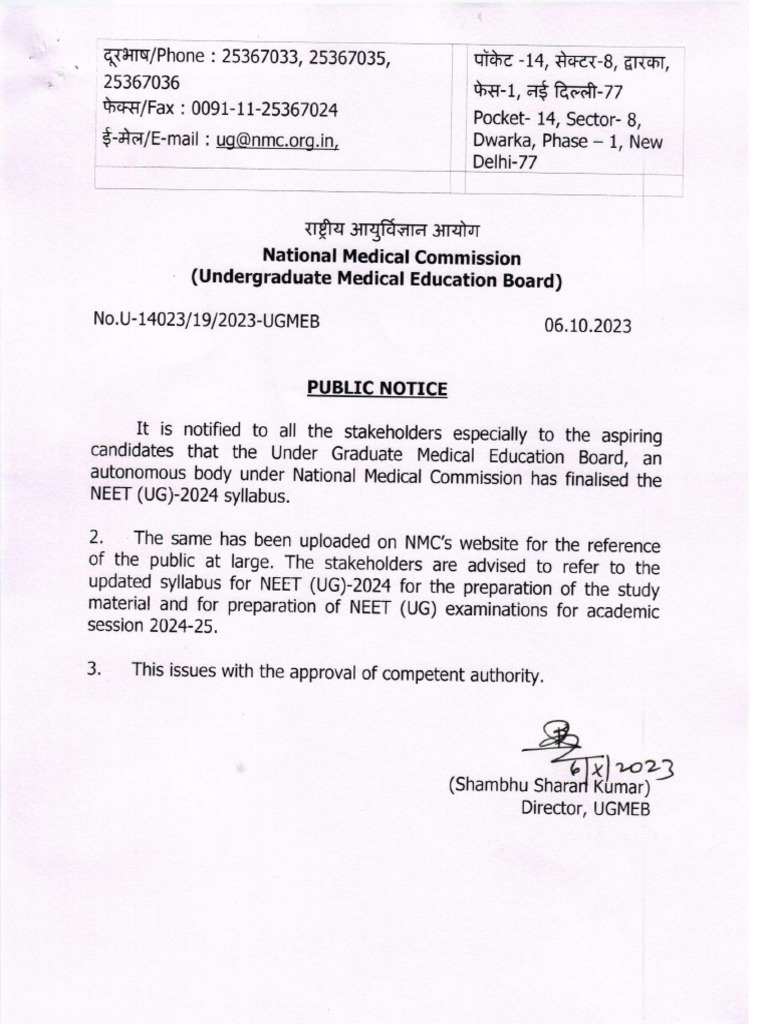 Neet 2024 Syllabus Pdf