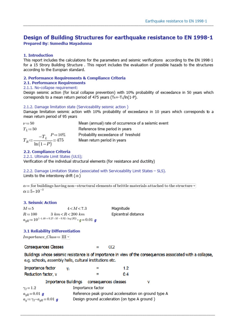 Earthquake Resistance Design EN 1998-1 | PDF