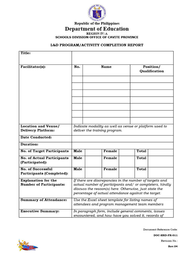 Cavite Province L&D Program Report | PDF