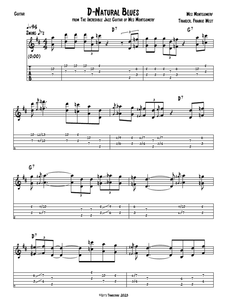 Wes montgomery d natural blues download free pdf jazz american