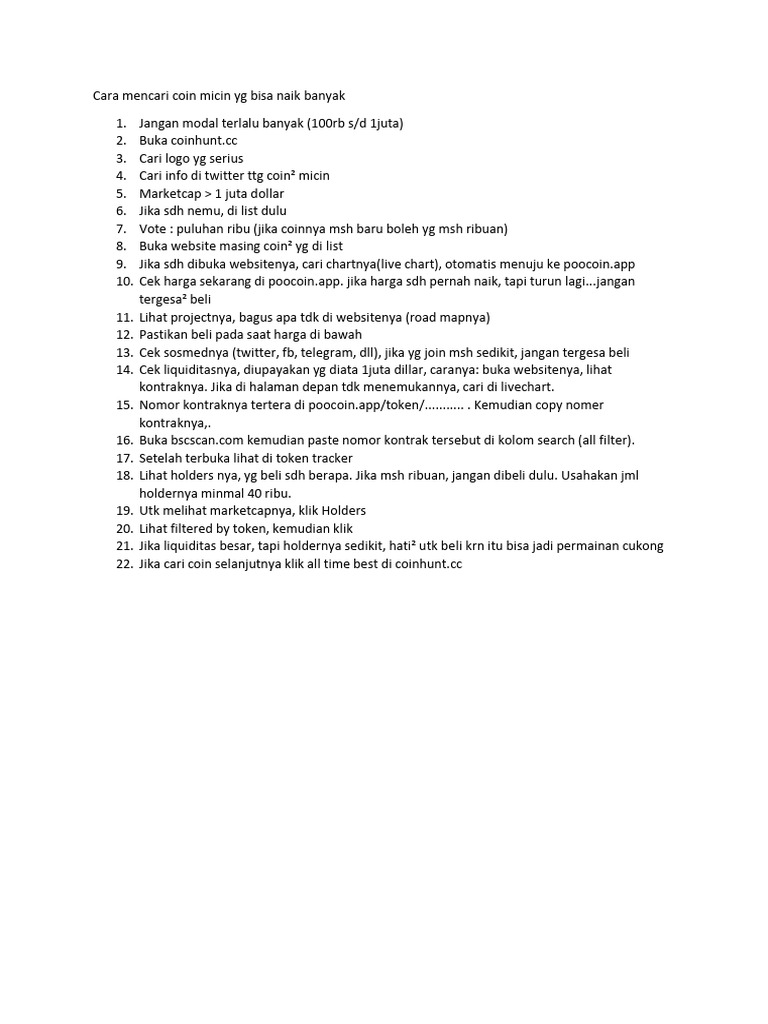 Cara Seleksi Coin Micin | PDF | Hukum