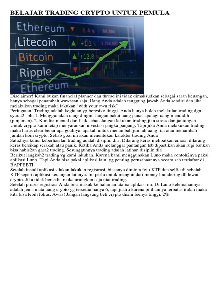 BELAJAR TRADING CRYPTO UNTUK PEMULA Partai Socmed | PDF