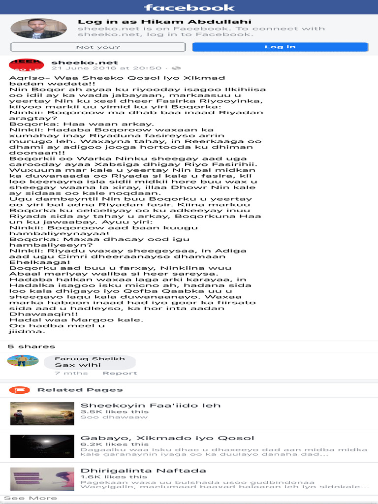 Aqriso Waa Sheeko Qosol Iyo Xikmad Badan Facebook Pdf