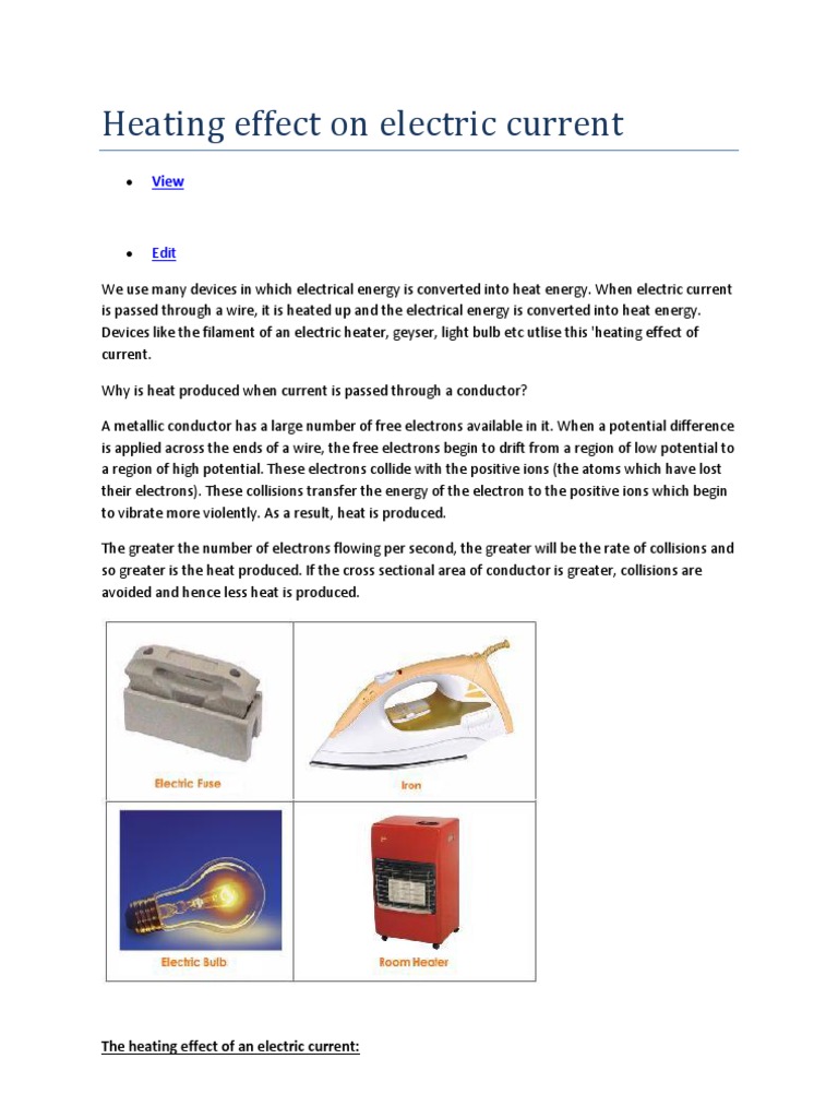 Heating Effect on Electric Current Incandescent Light Bulb Electric Current