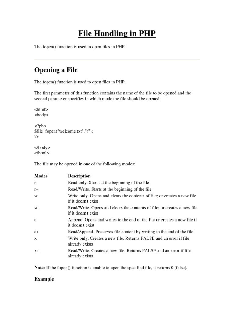 File Handling in PHP | PDF