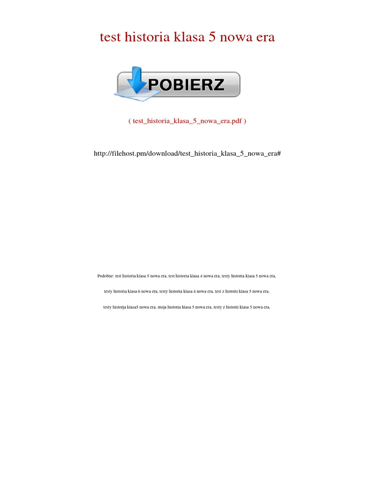 Test Historia Klasa 5 Nowa Era PDF