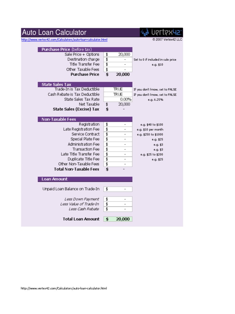Auto Loan Calculator Guide | PDF | Interest | Fee