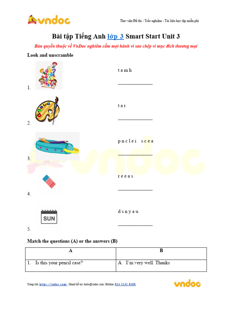Bai Tap Tieng Anh Lop 3 Smart Start Unit 3 Pdf