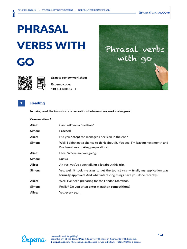 Phrasal Verbs With Go British English Teacher | PDF