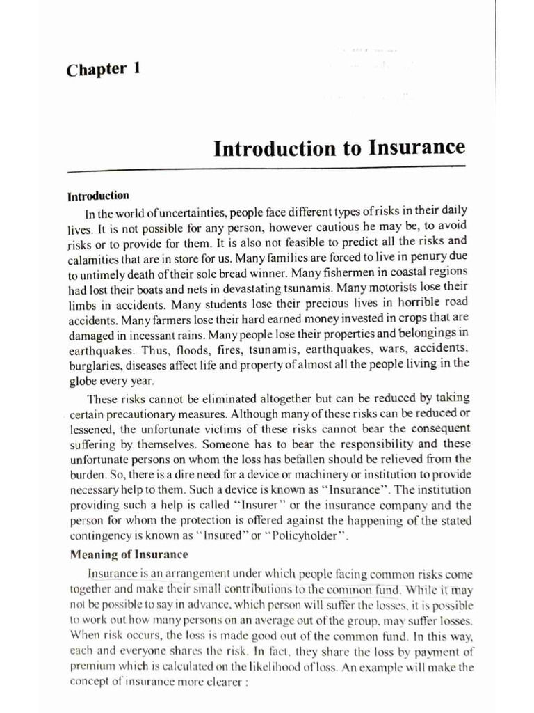 Insurance Unit 1 PDF