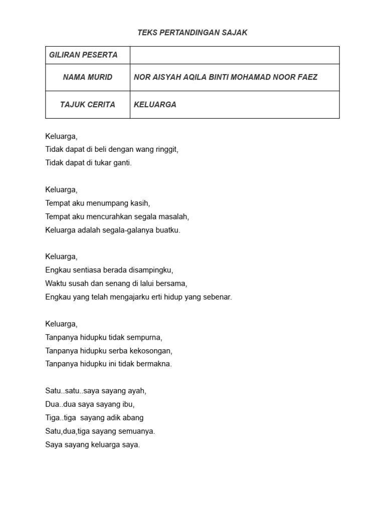 TEKS Sajak Keluarga | PDF