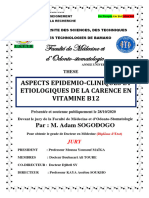 Faculté de Médecine Et D'odonto-Stomatologie: Aspects Epidemio-Cliniques Et Etiologiques de La Carence en Vitamine B12