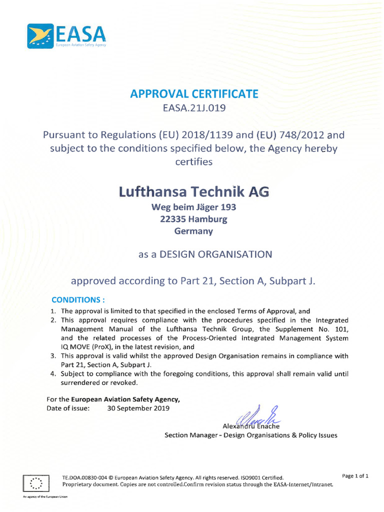 Design Organization Approvals Europe | PDF