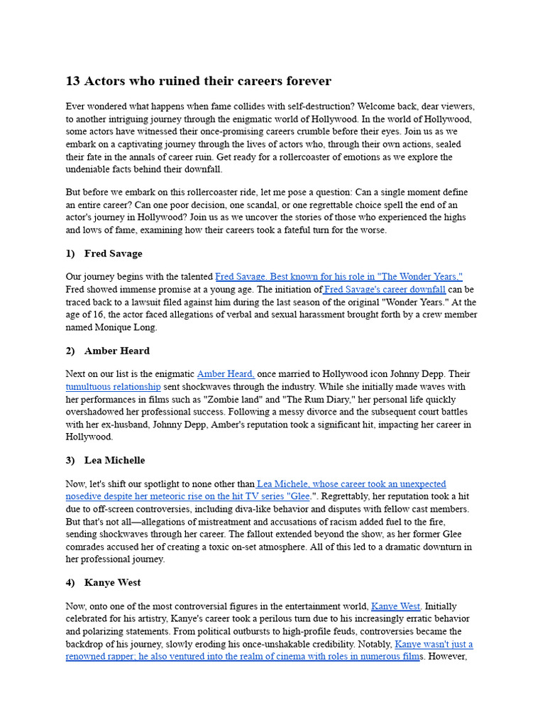 Actors Who Ruined Their Careers Forever PDF Sports & Recreation Law