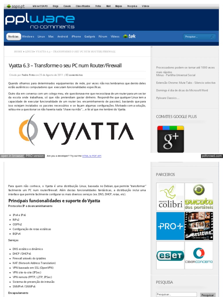 Vyatta 6.3 - Transforme o Seu PC Num Router-Firewall | PDF | PCs ...