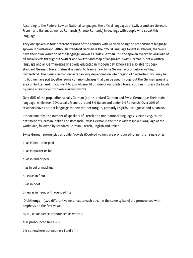 Swiss German Greetings and Phrases | PDF | Language Arts & Discipline