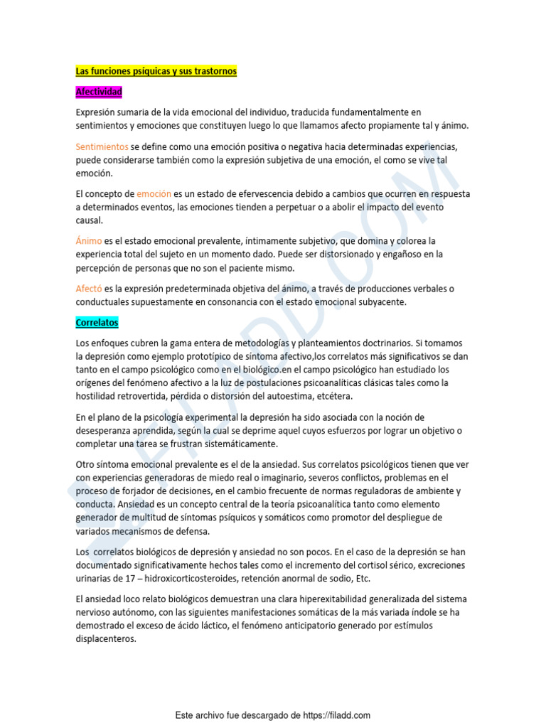 Trastornos Psíquicos: Afectividad y Percepción | PDF | Las emociones ...