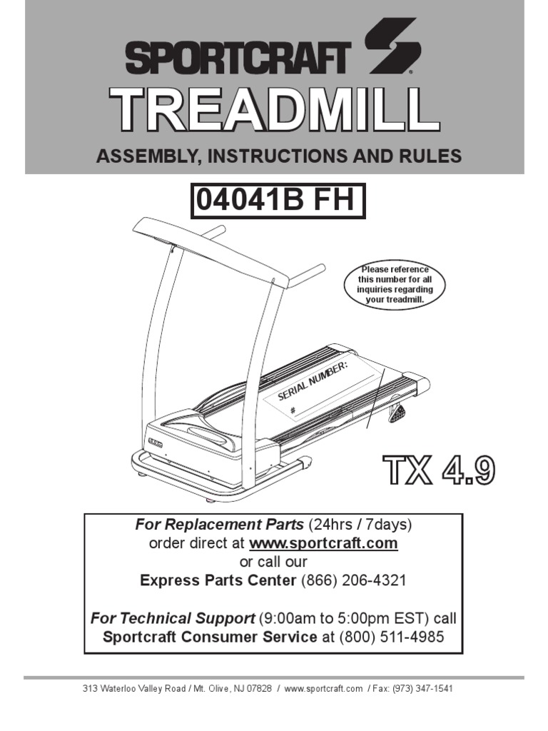 Treadmill Assembly, Instructions and Rules PDF Physical Exercise