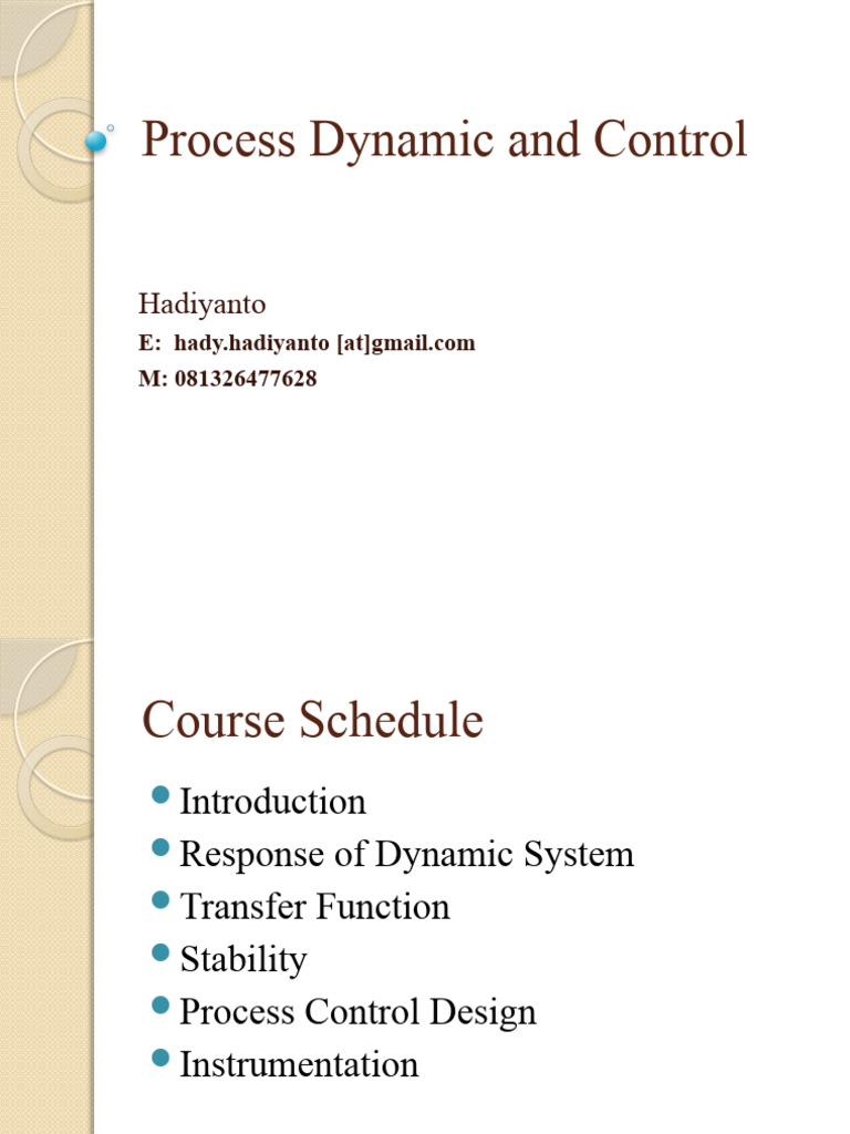 Process Dynamic and Control Intro PDF Control Theory