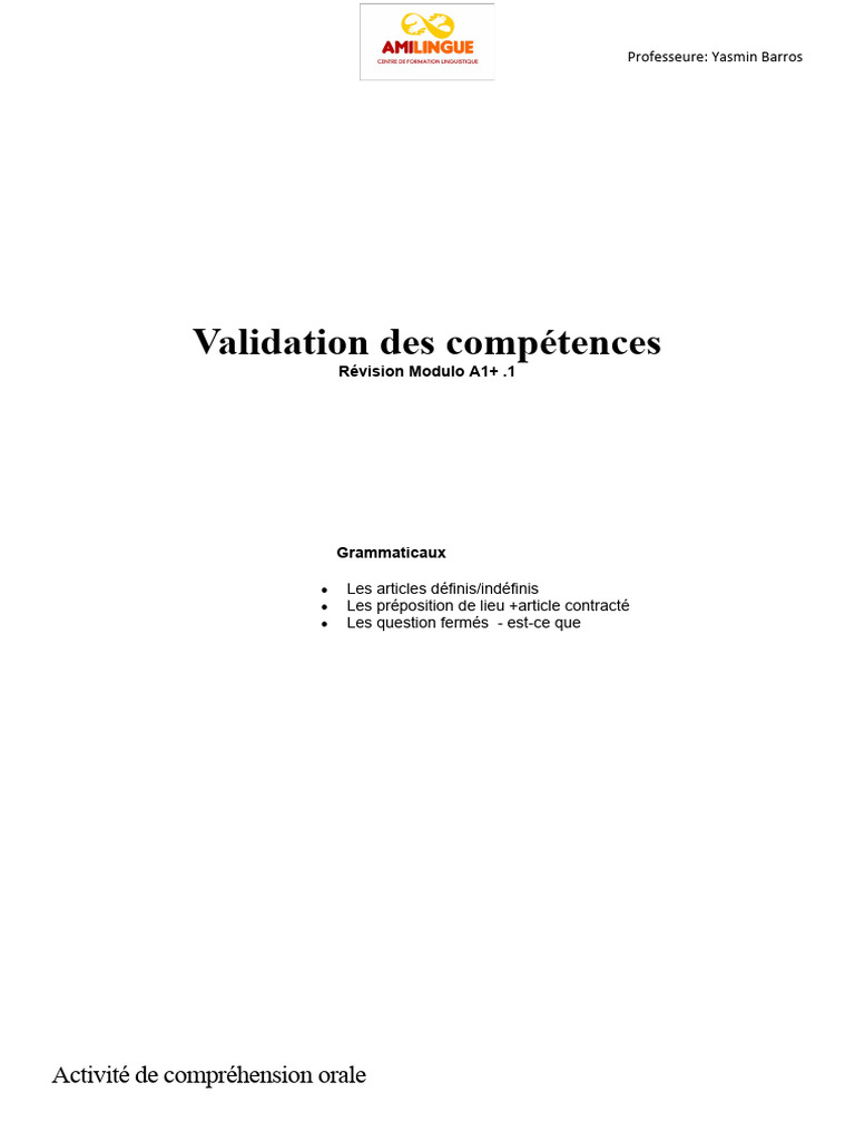 Validation des compétences en français | PDF