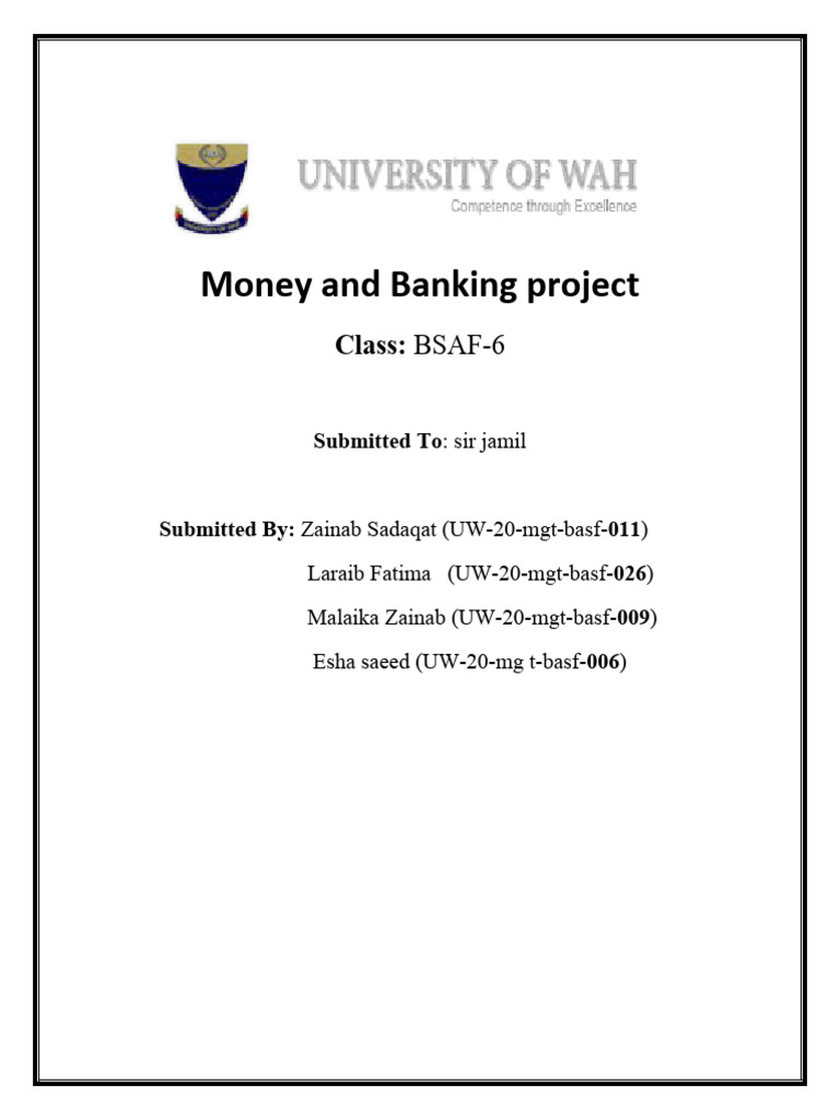 Money and Banking project (Worst) PDF Money Supply Money