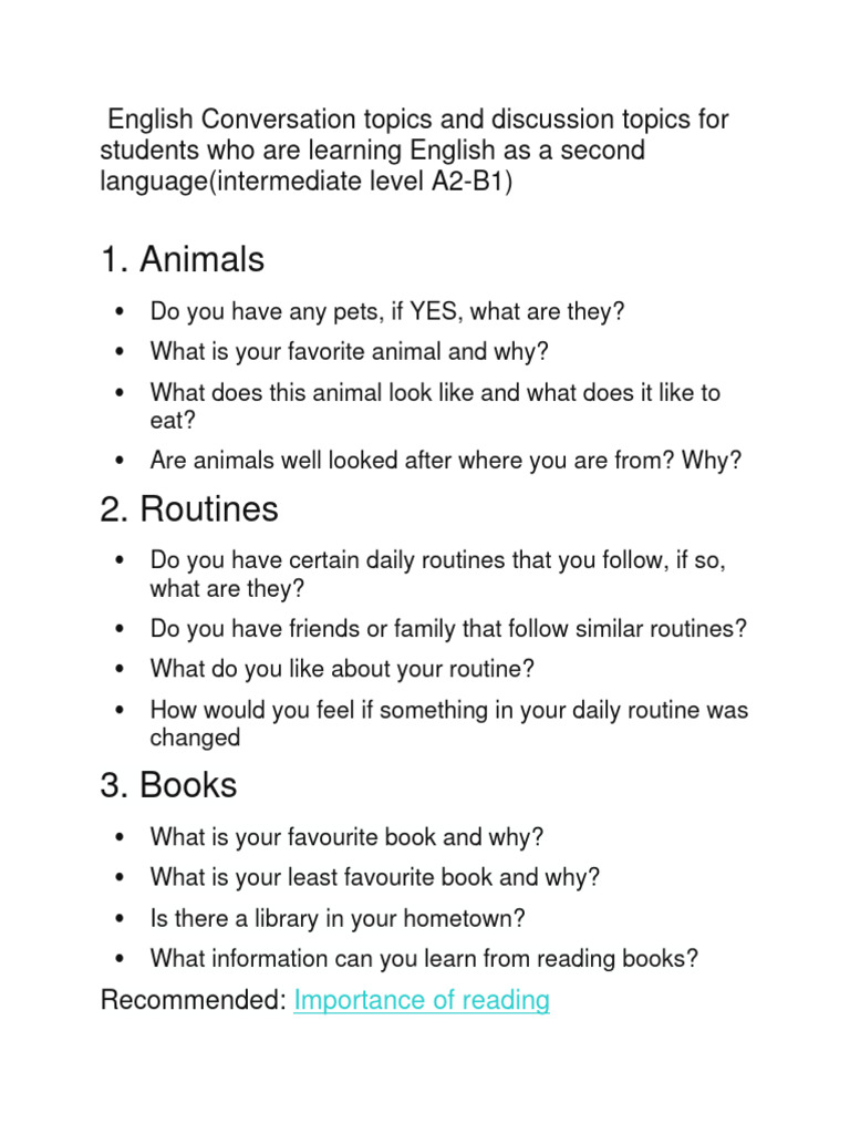 ESL Conversation Topics for Students | PDF | Clothing | Sleep