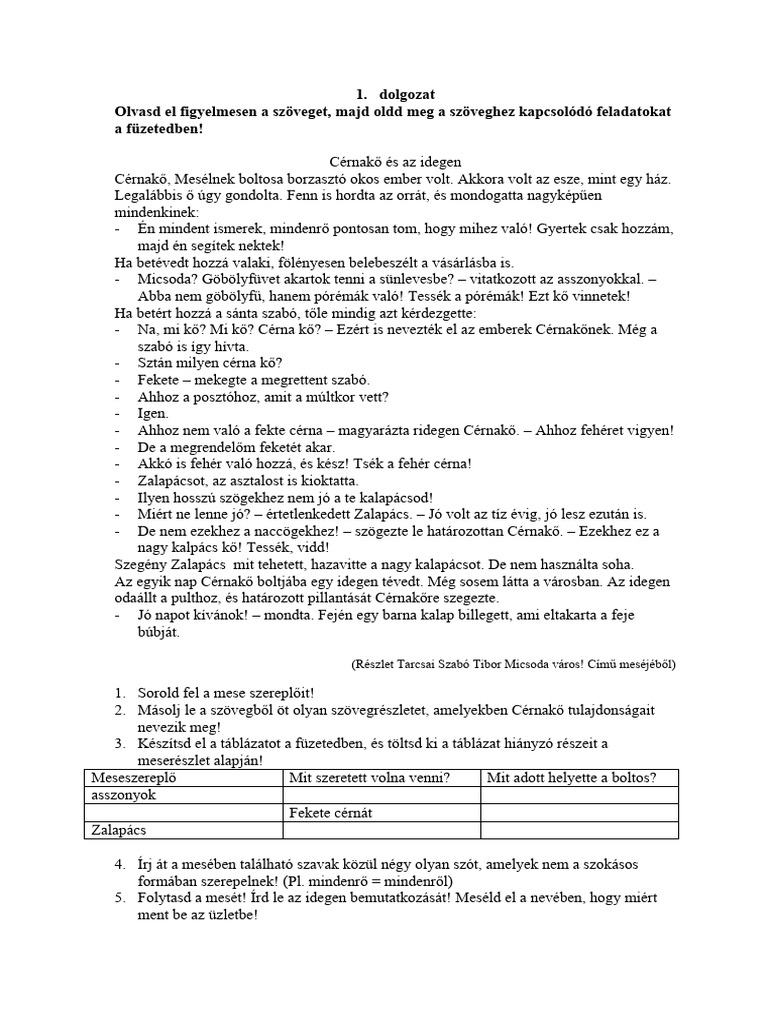 Év Eleji Felmérő 1. | PDF