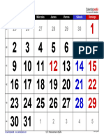 Calendario Octubre 2023 Espana Horizontal Grandes Cifras
