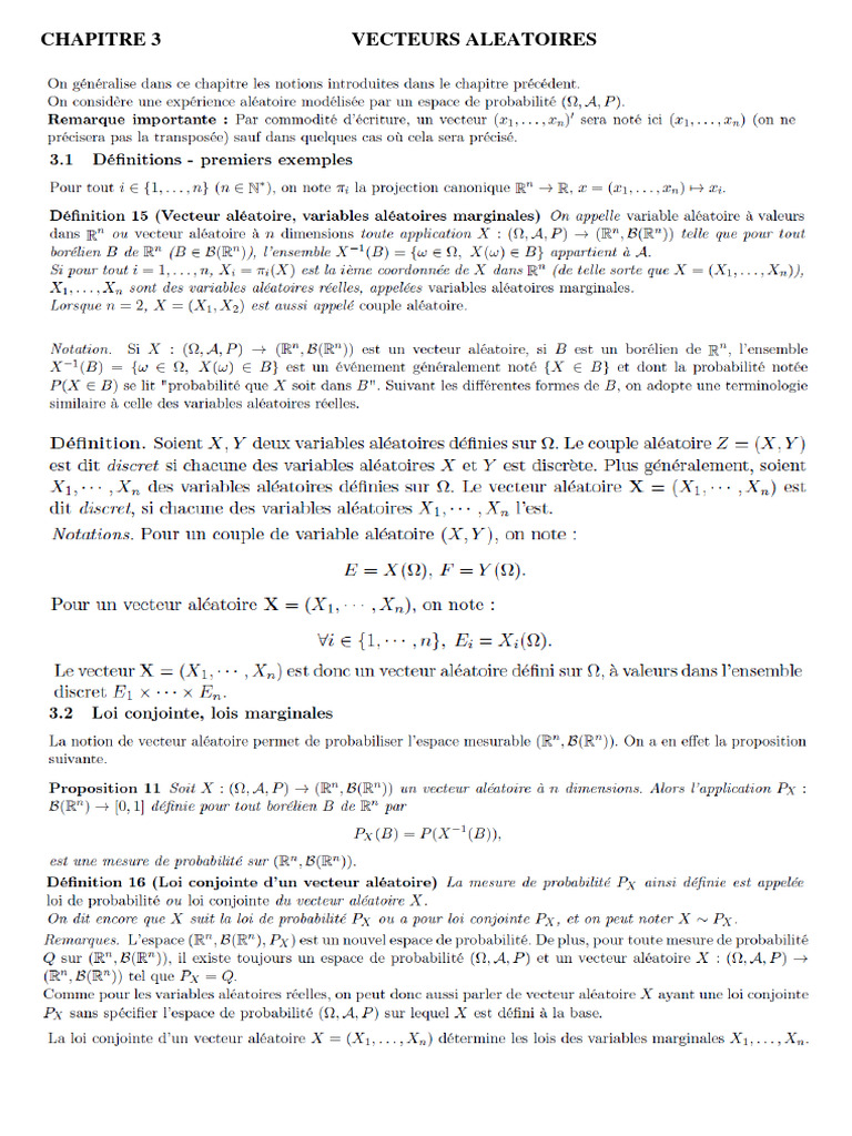 Concepts de Vecteurs Aléatoires | PDF