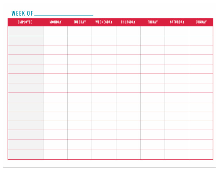 Free Printable Work Schedule | PDF