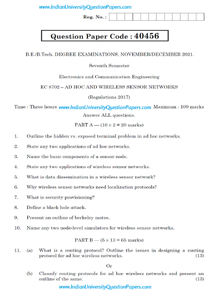 Anna University EC8702 Ad Hoc and Wireless Sensor Networks Nov Dec 2021