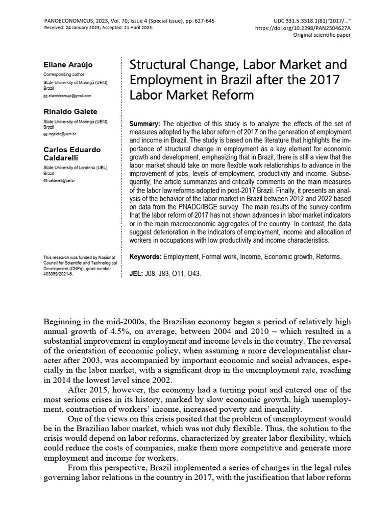 !! 05 - Structural Change J Labor Market and Employment in Brazil After ...