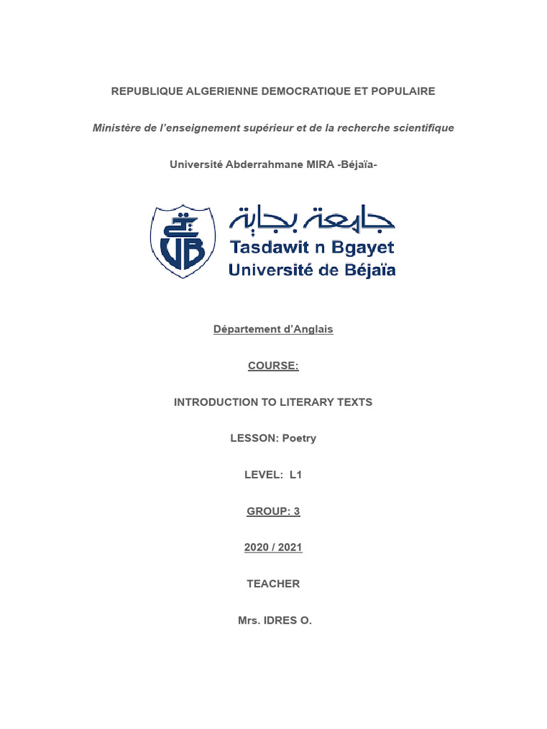 Poetry Pdf Poetry Metre Poetry