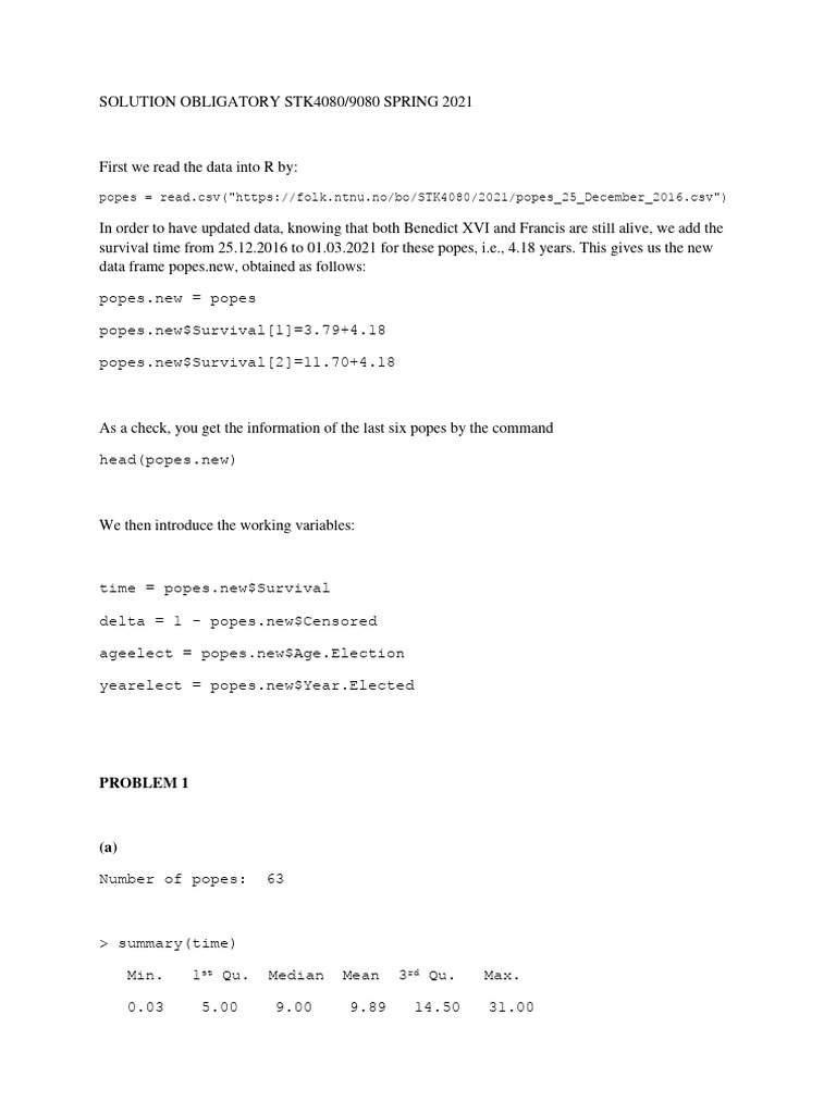 Solution Obligatory Stk4080 | PDF | Science & Mathematics | Computers