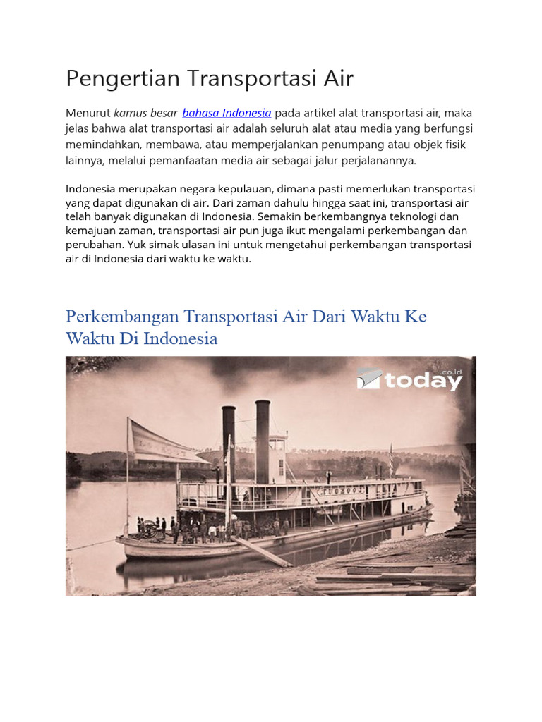 Pengertian Transportasi Air | PDF