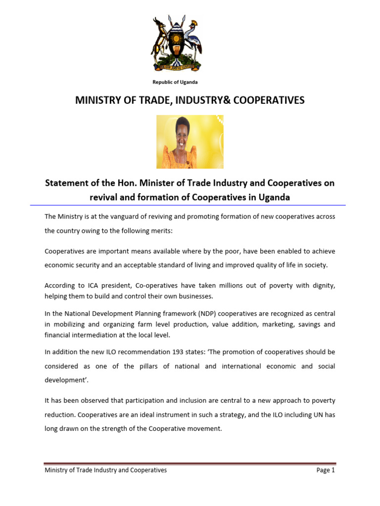 Statement On Revival and Formation of Cooperatives in Uganda PDF
