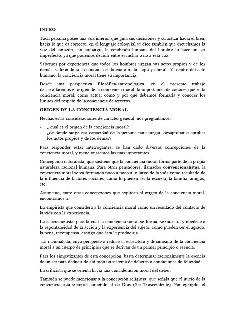 Formación y Origen de la Conciencia Moral | PDF | Crecimiento personal ...