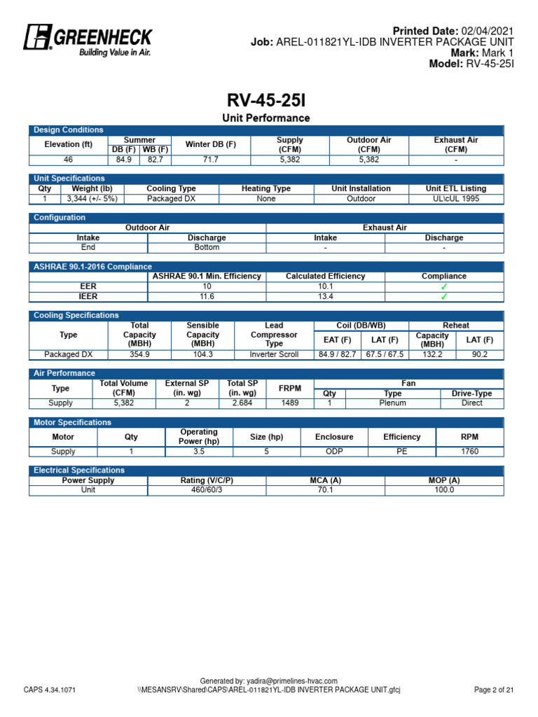 RV-45-25I Inverter Package Unit Specs | PDF | Electrical Engineering ...