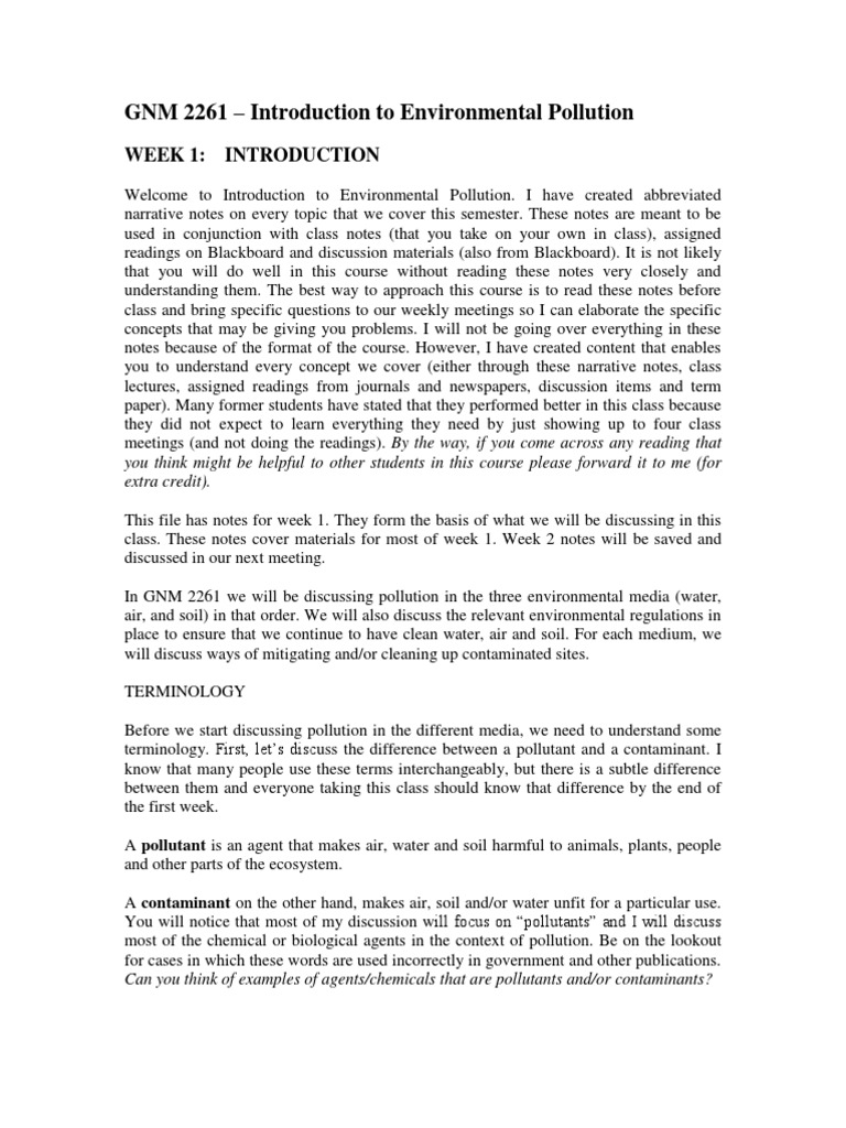 GNM 2261 - Introduction To Environmental Pollution | PDF | Toxicology ...