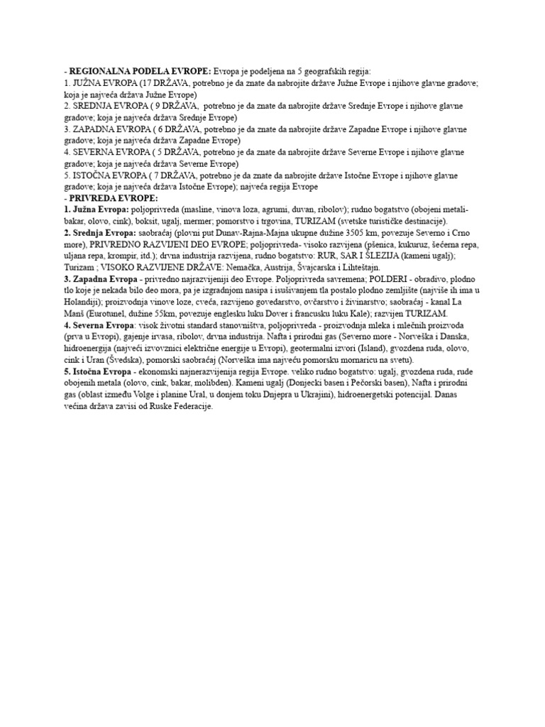 Regionalna Podela Evrope | PDF