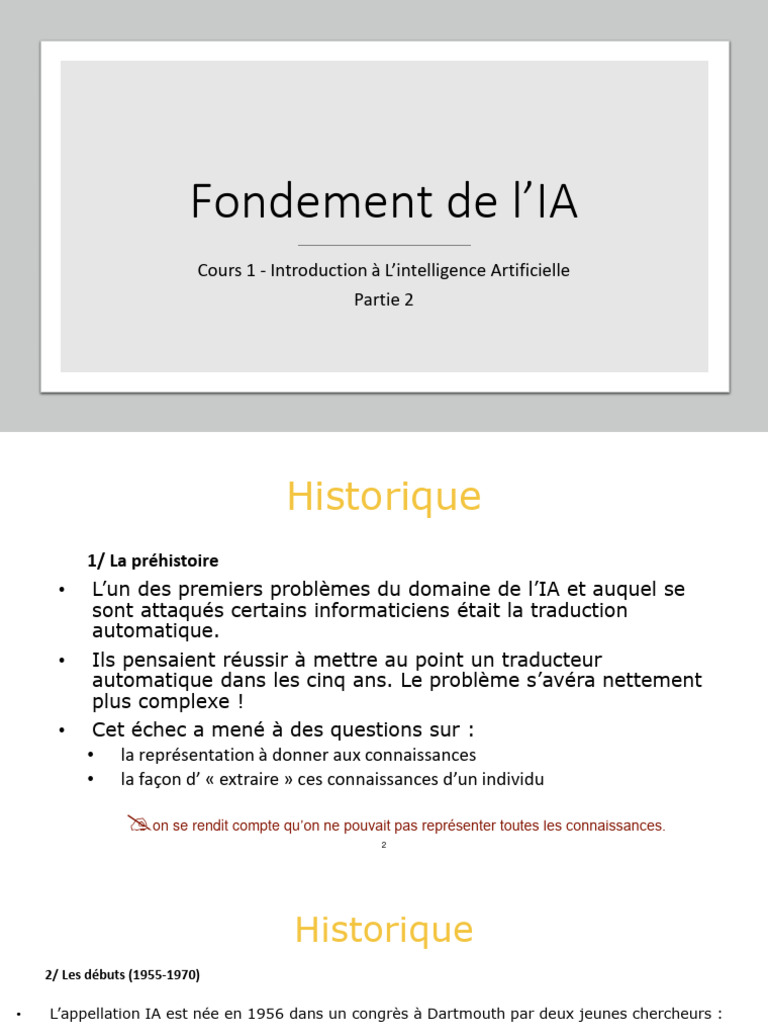Fondement de l'IA: Cours 1 - Introduction À L'intelligence Artificielle ...