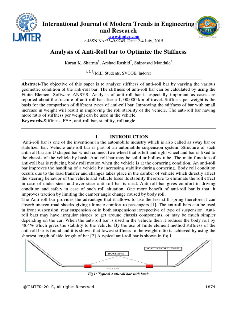Analysis of Anti Roll Bar To Optimize The Stiffness | PDF