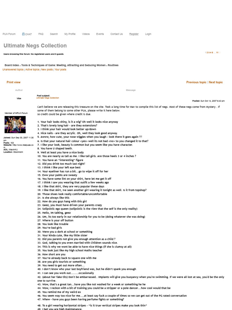 Ultimate Negs for Pickup Artists | PDF