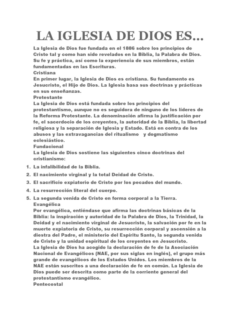 La Iglesia de Dios: Fe y Misión | PDF | protestantismo | Iglesia Católica