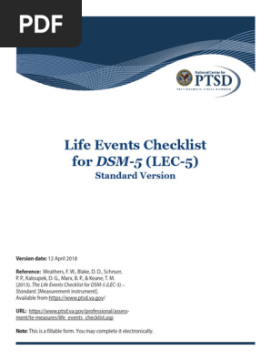 Life Events Checklist for DSM-5 (LEC-5) - Standard Version - Fillable Form
