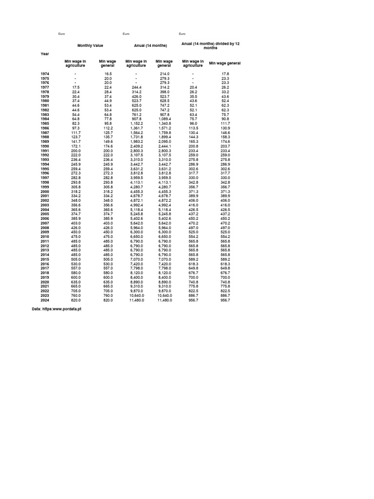 Minimum Wage in Portugal PDF