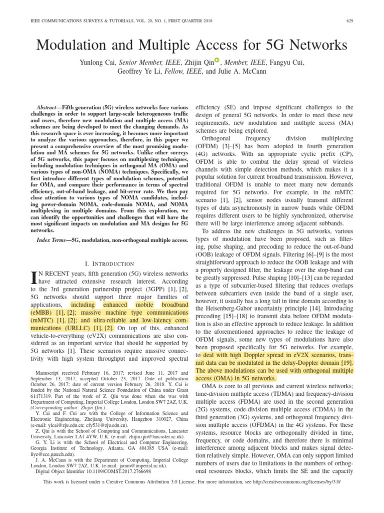 Non Orthogonal Multiple Access For 5g