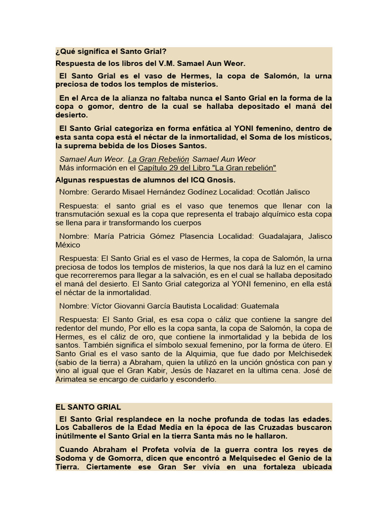 Qué Significa El Santo Grial Pdf