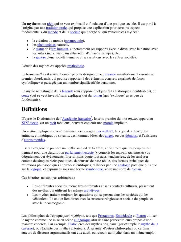 Un Mythe Pdf Anthropologie Science