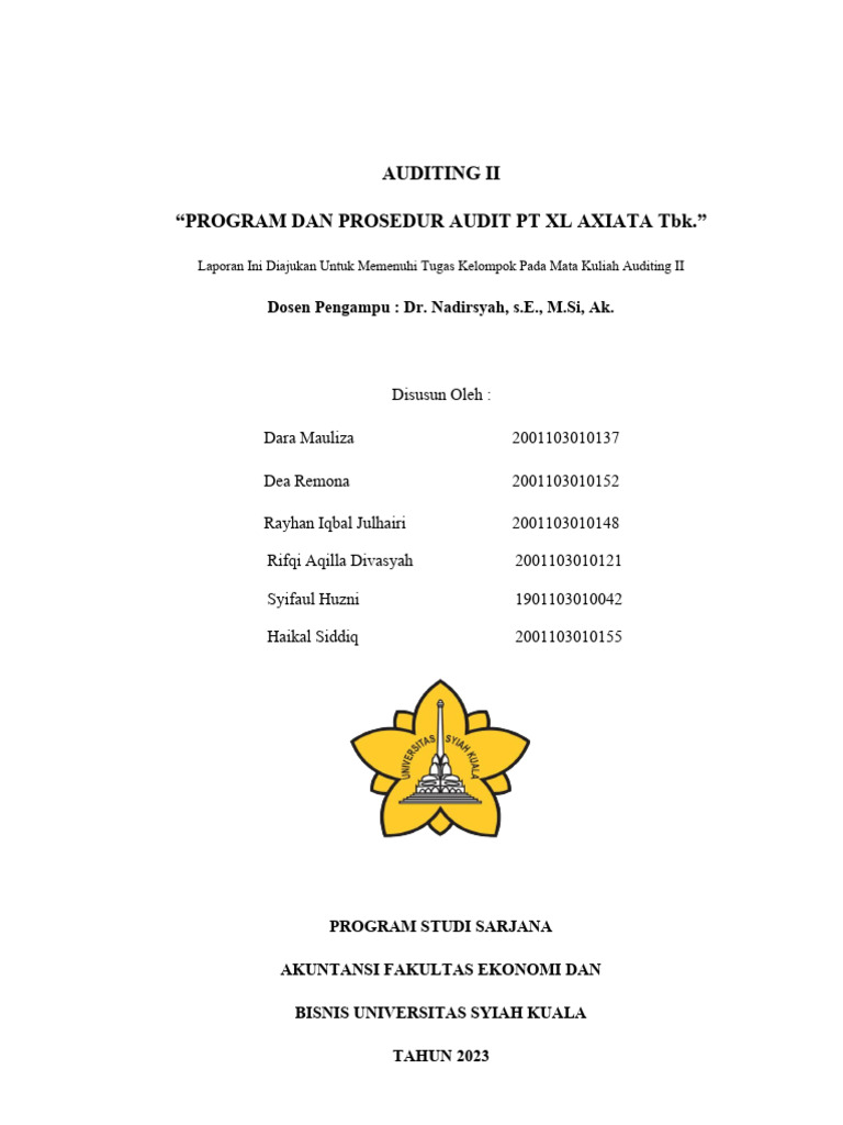 Analisis program dan prosedur audit pada pt xl axiata tbk kelompok 4